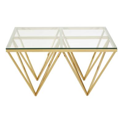 Allure Coffee Table - Glass - Gold Spike Base