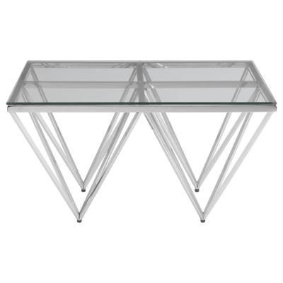 Allure Coffee Table - Glass - Silver Spike Base