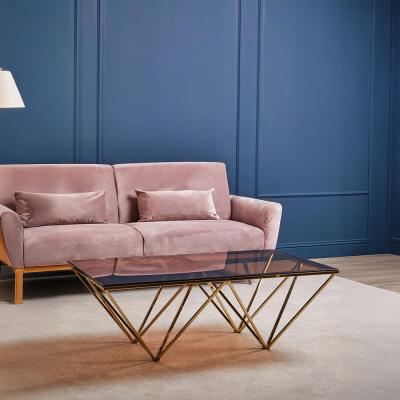 Allure Coffee Table - Clear Glass - Champagne Triangular Base