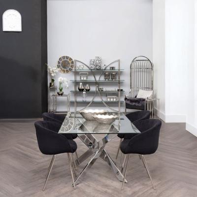 Allure Dining Table - 6 Seater - 150cm - Chrome Glass - Intersected Legs