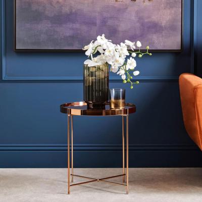 Allure Pink Mirrored Round Side Table