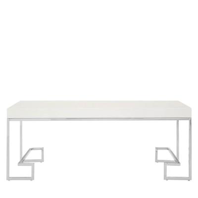 Allure White Glass Coffee Table with Chrome Angled Legs