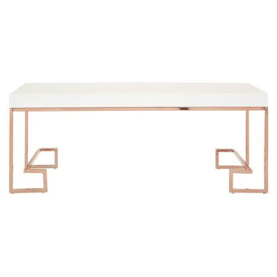 Allure White Gloss Coffee Table with Rose Gold Angled Legs