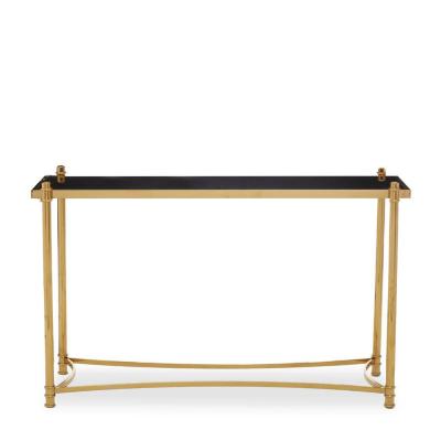 Ackley Console Table - Black Glass - Gold Legs