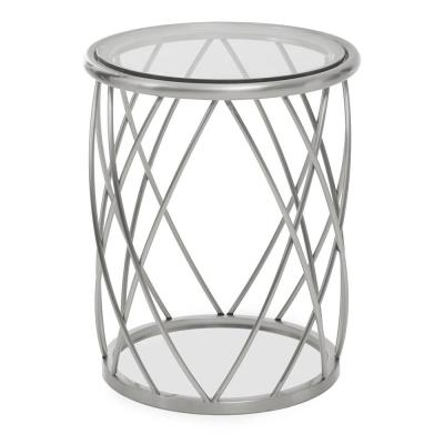 Ackley Side Table - Round - Clear Glass - Silver Legs