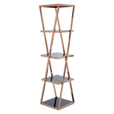 Ackley Shelving Unit - Rose Gold Glass