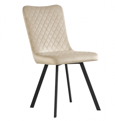 Champagne Soft Velvet Black Metal Leg Dining Chair Sold In Pairs