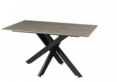 Sintered Stone Ceramic Dining Table Solid Bulgaria Medium Grey Matt Finish Black Base