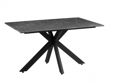 Sintered Stone Ceramic Italy Dark Grey Matt Finish Black Base Dining Table