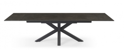 Sintered Stone Ceramic Solid Black Base Extending Dining Table