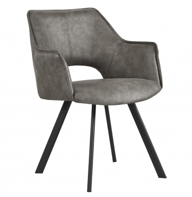Product photograph of Distressed Light Grey Pu Black Powder Coated Metal Leg Dining Chair Sold In Pairs from Choice Furniture Superstore