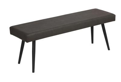 Distressed Dark Grey Faux Leather Dining Bench