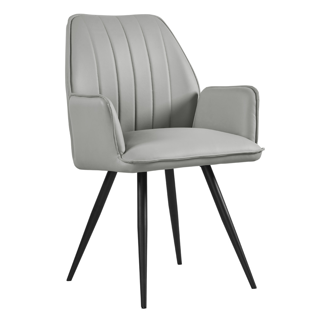 2 x Blende Light Grey Faux Leather Dining Armchair