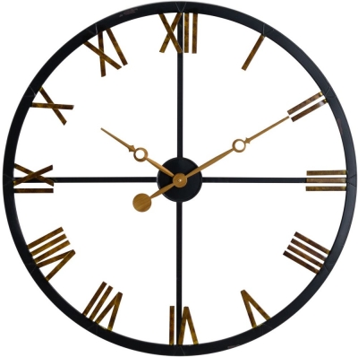 Hill Interiors Black and Gold Skeleton Station Clock