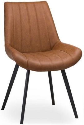 Product photograph of Casteel Tan Brown Faux Leather Dining Chair Sold In Pairs from Choice Furniture Superstore