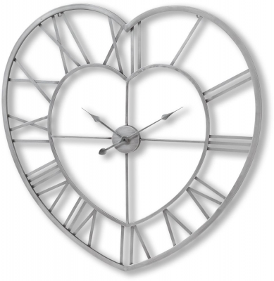 Hill Interiors Silver Heart Skeleton Wall Clock 89cm X 89cm