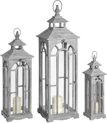 Product photograph of Hill Interiors Set Of 3 Wooden Lanterns With Archway Design from Choice Furniture Superstore