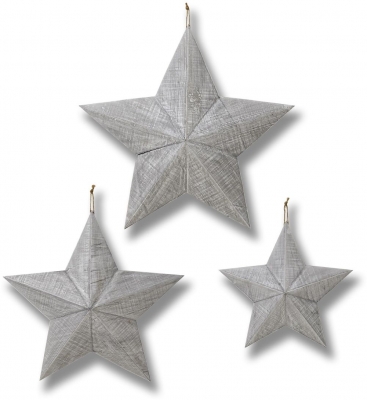 Product photograph of Set Of 3 Grey Wooden Stars from Choice Furniture Superstore