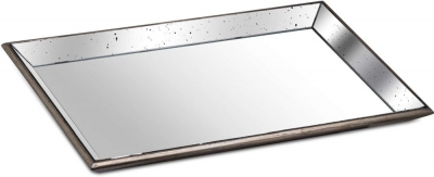 Hill Interiors Astor Distressed Large Mirrored Tray With Wooden Detailing