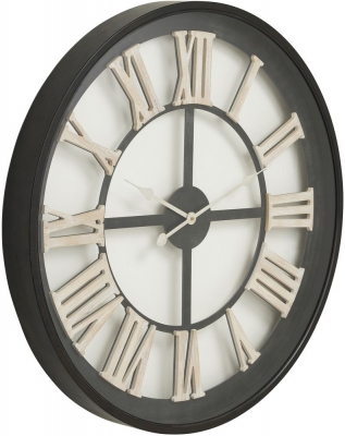 Hill Interiors Black Framed Skeleton With White Roman Numerals Clock 80cm X 80cm