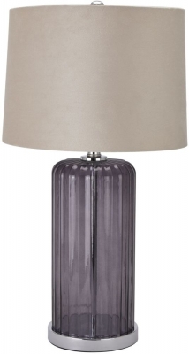 Product photograph of Alberta Metallic Glass Lamp With Velvet Shade from Choice Furniture Superstore