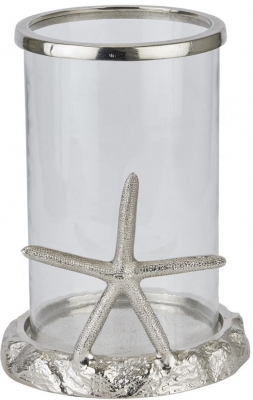 Product photograph of Silver Starfish Candle Hurricane Lantern from Choice Furniture Superstore