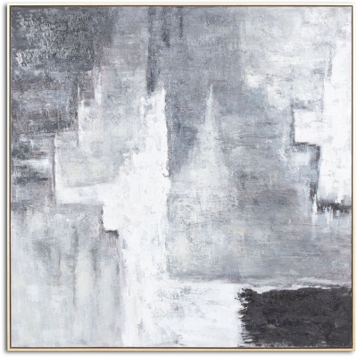 Hill Interiors Hand Painted Black And White Layered Abstract Painting