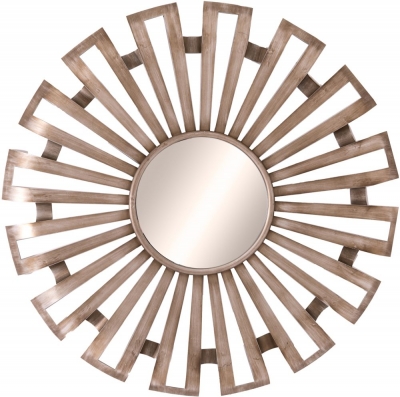 Product photograph of Alton Antique Silver Sunburst Round Mirror from Choice Furniture Superstore