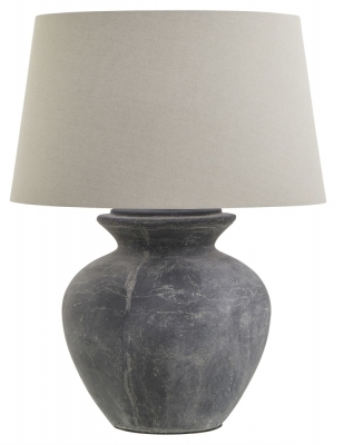Product photograph of Hill Interiors Amalfi Grey Round Table Lamp With Linen Shade from Choice Furniture Superstore