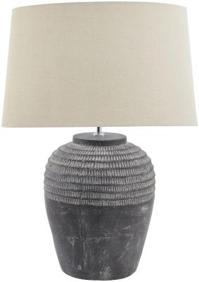 Product photograph of Ariston White And Grey Ceramic Stone Carved Lamp from Choice Furniture Superstore