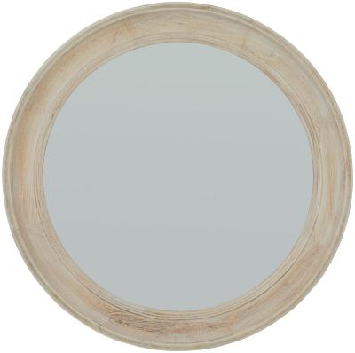 Hill Interiors Antique White Mirrored Glass Washed Wood Round Framed Mirror