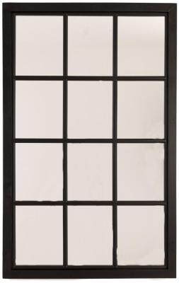 Hill Interiors Black Glass Wooden Window Mirror