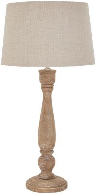 Hill Interiors Delaney Wood Natural Wash Candlestick Lamp With Linen Shade