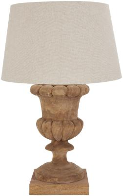 Hill Interiors Delaney Brown Wood Natural Wash Fluted Lamp With Linen Shade