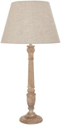 Hill Interiors Delaney Wood Natural Wash Spindle Lamp With Linen Shade