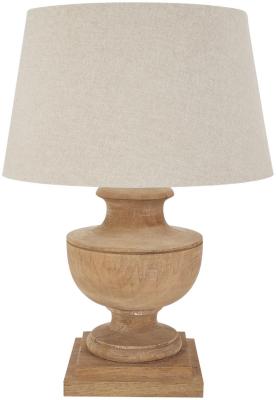 Hill Interiors Delaney Brown Wood Natural Wash Urn Lamp With Linen Shade