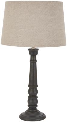 Hill Interiors Delaney Wood Bead Candlestick Lamp With Linen Shade