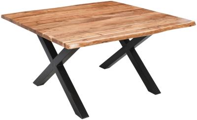 Hill Interiors Live Edge Acacia Wood Square Dining Table 4 Seater