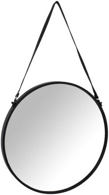 Hill Interiors Matt Black Metal Rimmed Hanging Wall Mirror With Black Strap