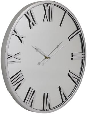 Hill Interiors Mayer Silver Glass Mirrored Wall Clock 60cm X 60cm