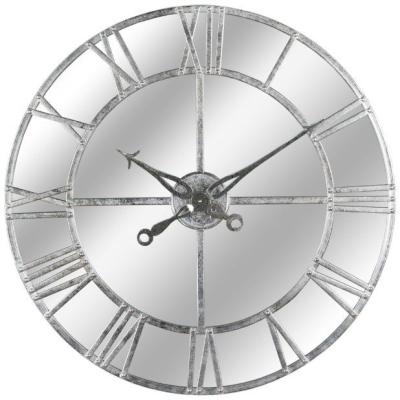 Hill Interiors Silver Foil Mirrored Glass Wall Clock 86cm X 85cm