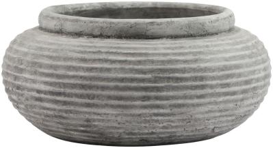 Hill Interiors Athena White Ceramic Round Ribbed Planter