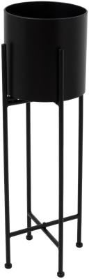 Hill Interiors Matt Black Cylindrical Planter On Black Frame