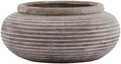 Hill Interiors Siena Brown Ceramic Round Ribbed Planter