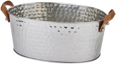 Product photograph of Metal Large Leather Handled Champagne Cooler from Choice Furniture Superstore