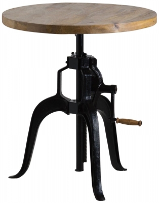 Product photograph of Draftsman Bar Bistro Table - Solid Rustic Pine With Metal Base from Choice Furniture Superstore