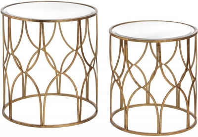 Product photograph of Hill Interiors Gold Detail Lattice Side Table Set Of 2 from Choice Furniture Superstore