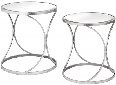 Product photograph of Silver Curved Design Side Table Set Of 2 from Choice Furniture Superstore