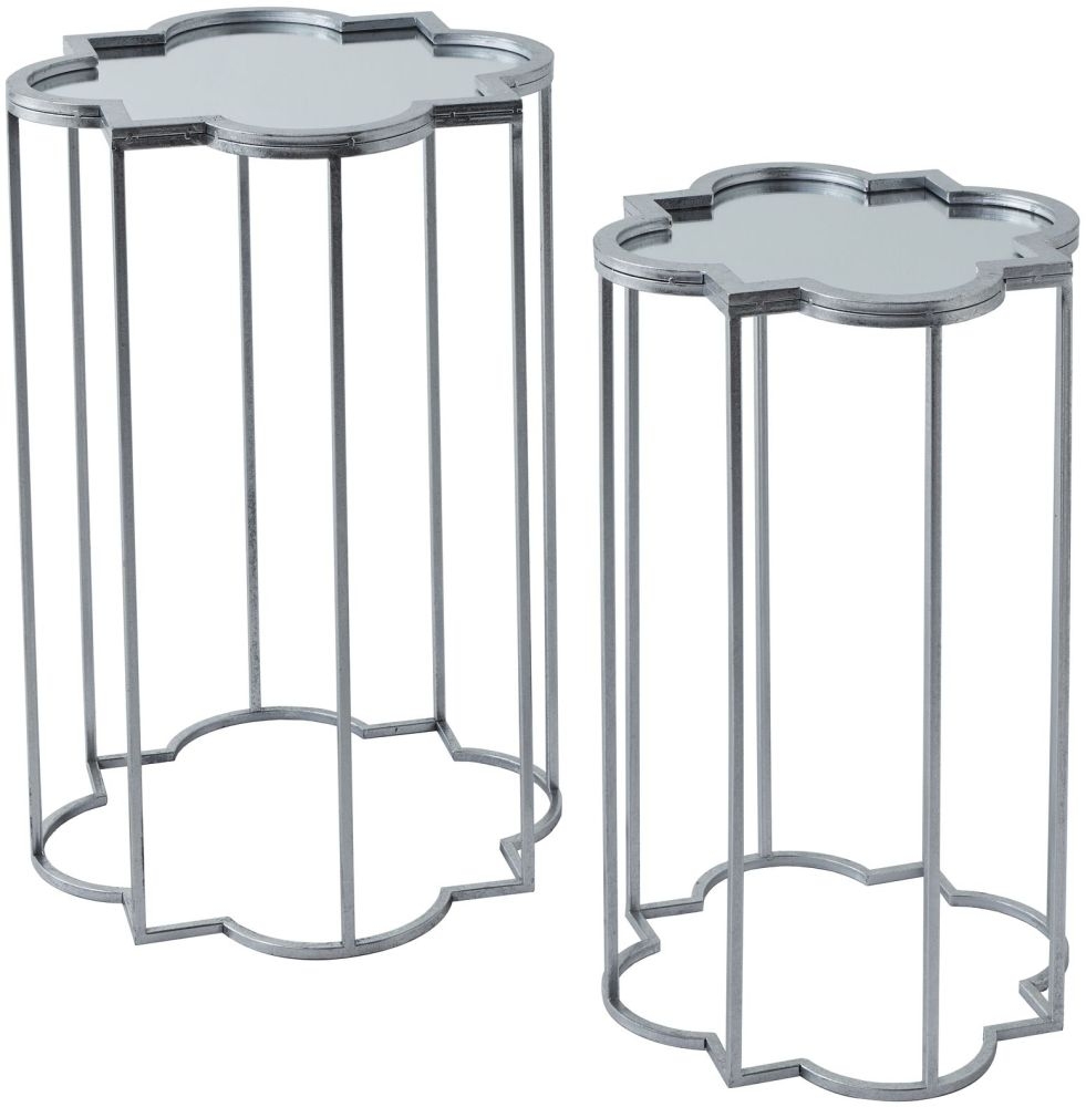 Quarter Foil Mirrored Side Table (Set of 2)