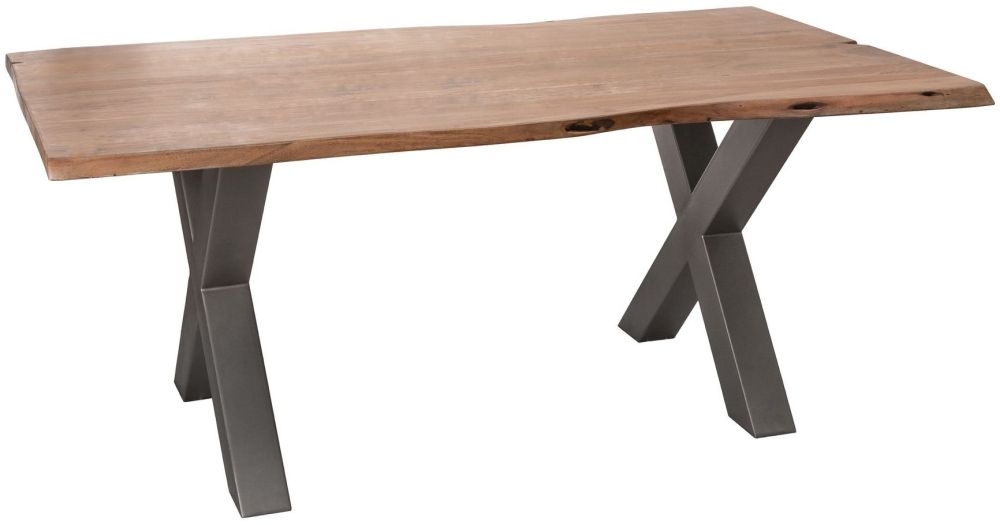 Live Edge Industrial Dining Table - 6 Seater